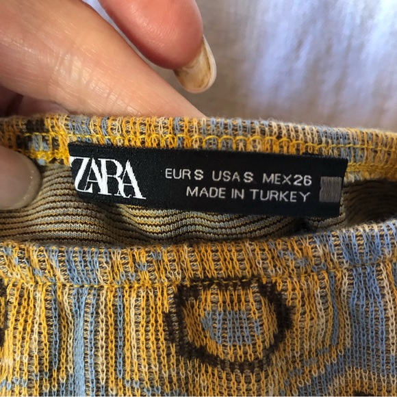 Zara two piece skirt and off shoulder top stretch knit modern pattern S - Picture 4 of 9